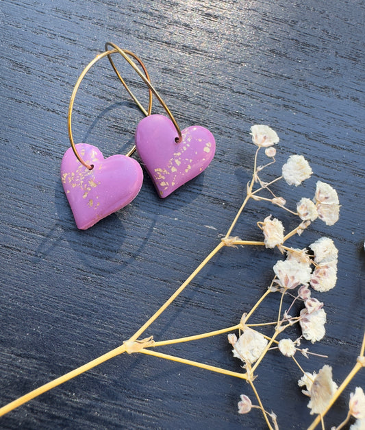 Gold purple hoop earring