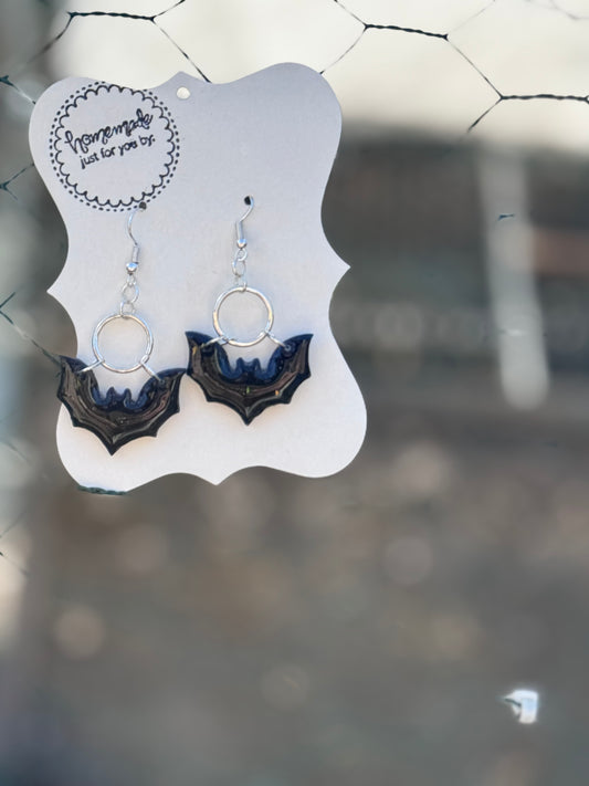 Polymer clay bat earring